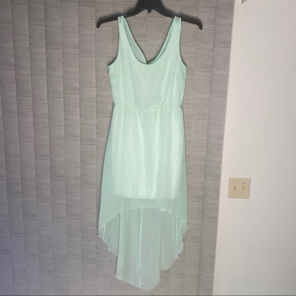 Mint Chiffon High Low Dress